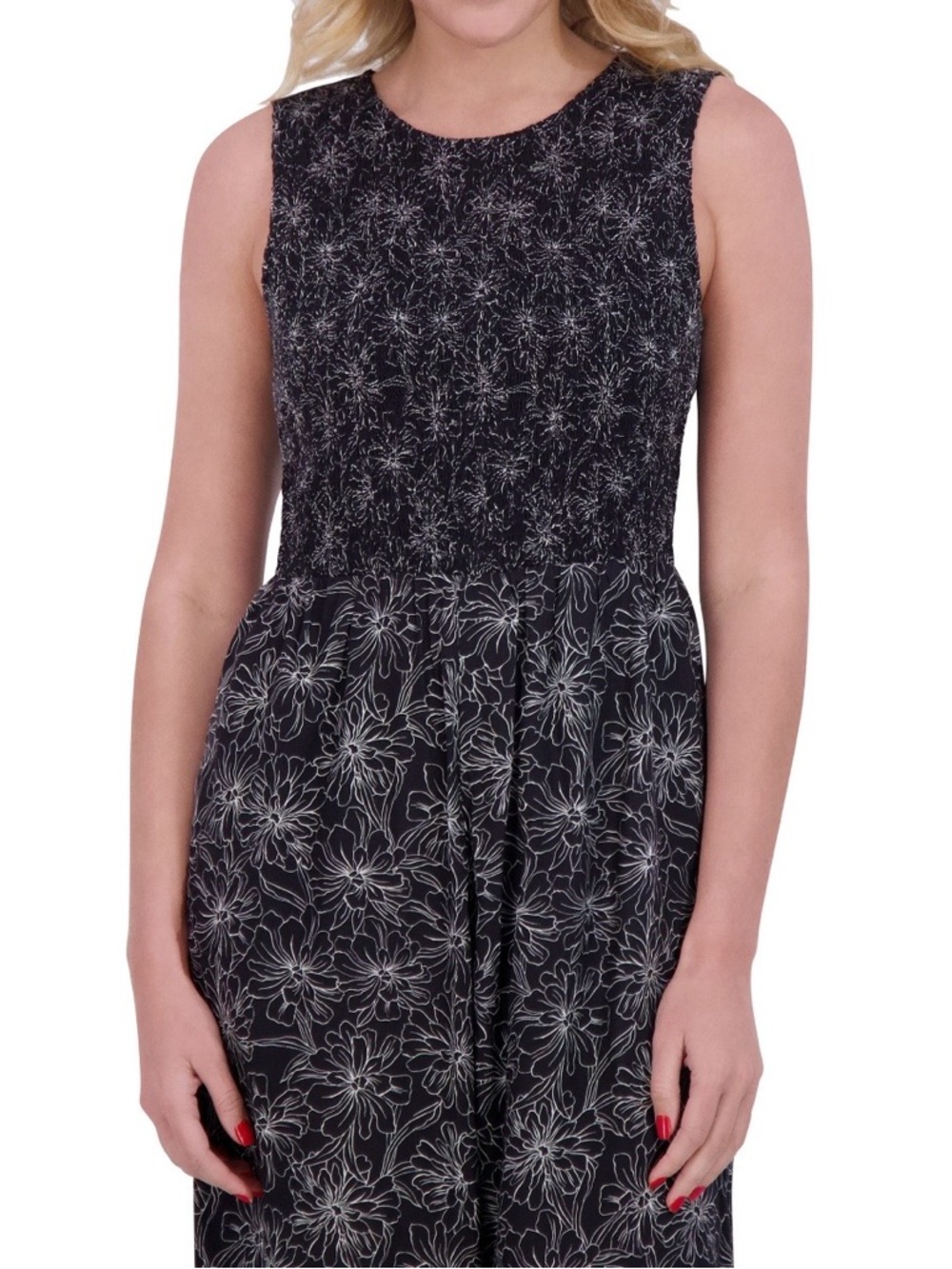Andrew Marc Black Floral Print Sleeveless Wide-Leg Jumpsuit - Picture 4 of 13